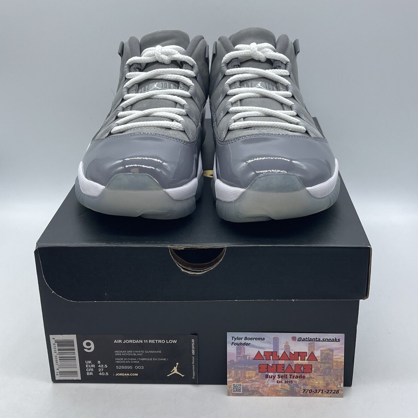 Size 9 - Jordan 11 Retro Low Cool Grey White Suede Leather (528895-003)