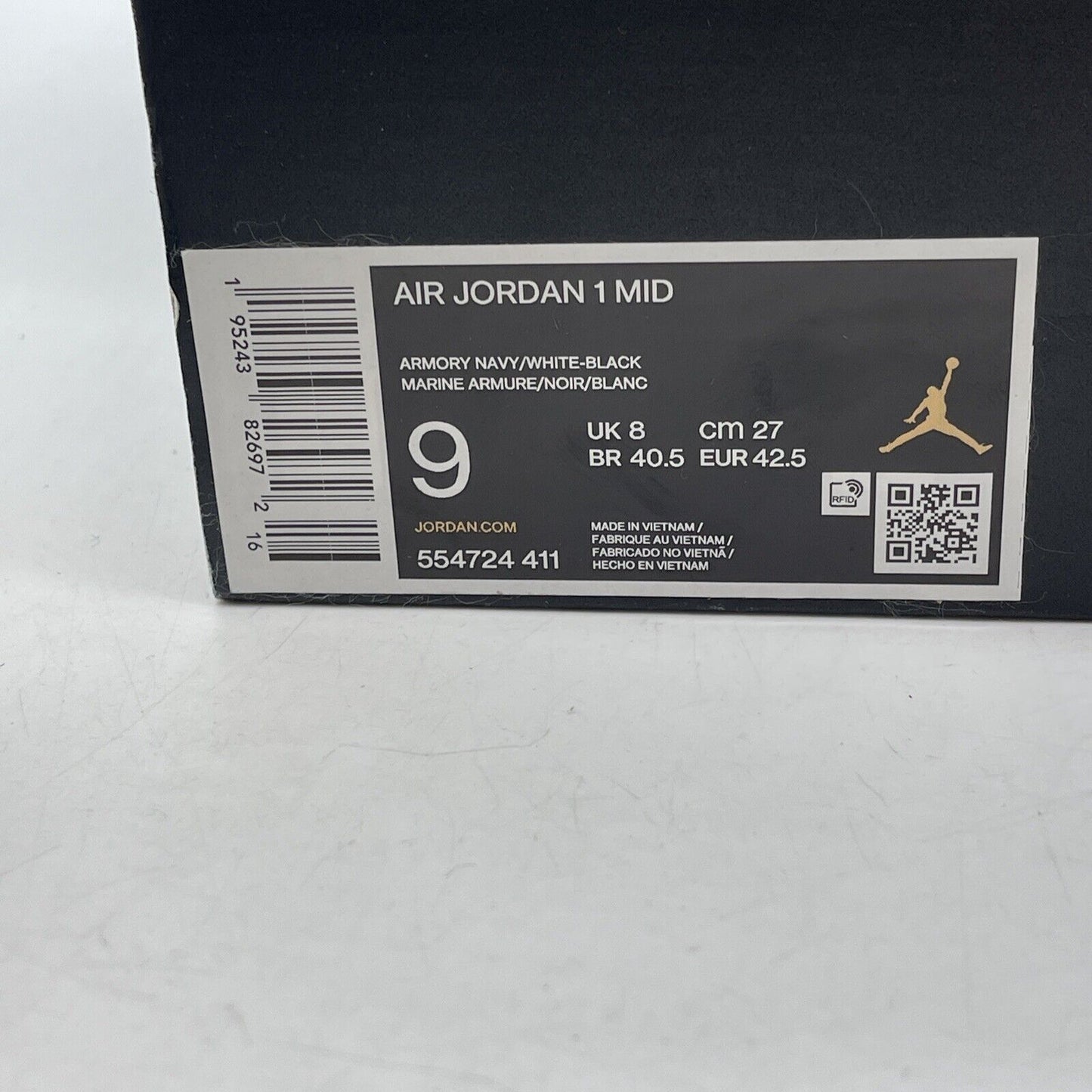 Size 9 - Air Jordan 1 Mid Armory Navy Blue Black White Suede (554724-411)
