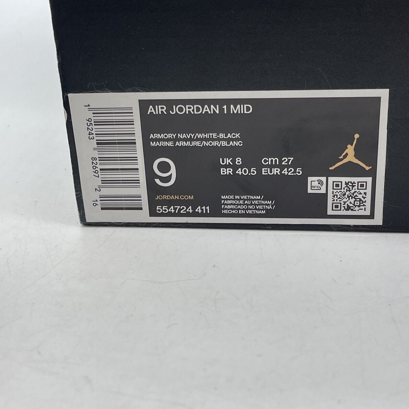 Size 9 - Air Jordan 1 Mid Armory Navy Blue Black White Suede (554724-411)