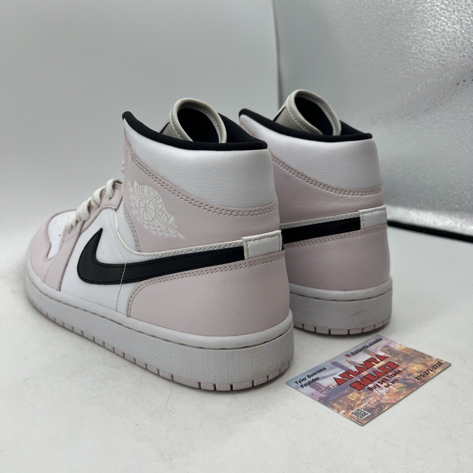 Size 11.5 - Air Jordan 1 Mid Barely Rose W White Black Leather (BQ6472-500)