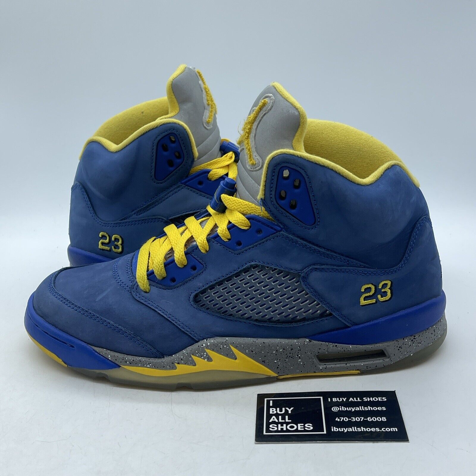 Size 11 - Air Jordan 5 Retro Laney Blue Grey Yellow Suede Leather (CD2720-400)