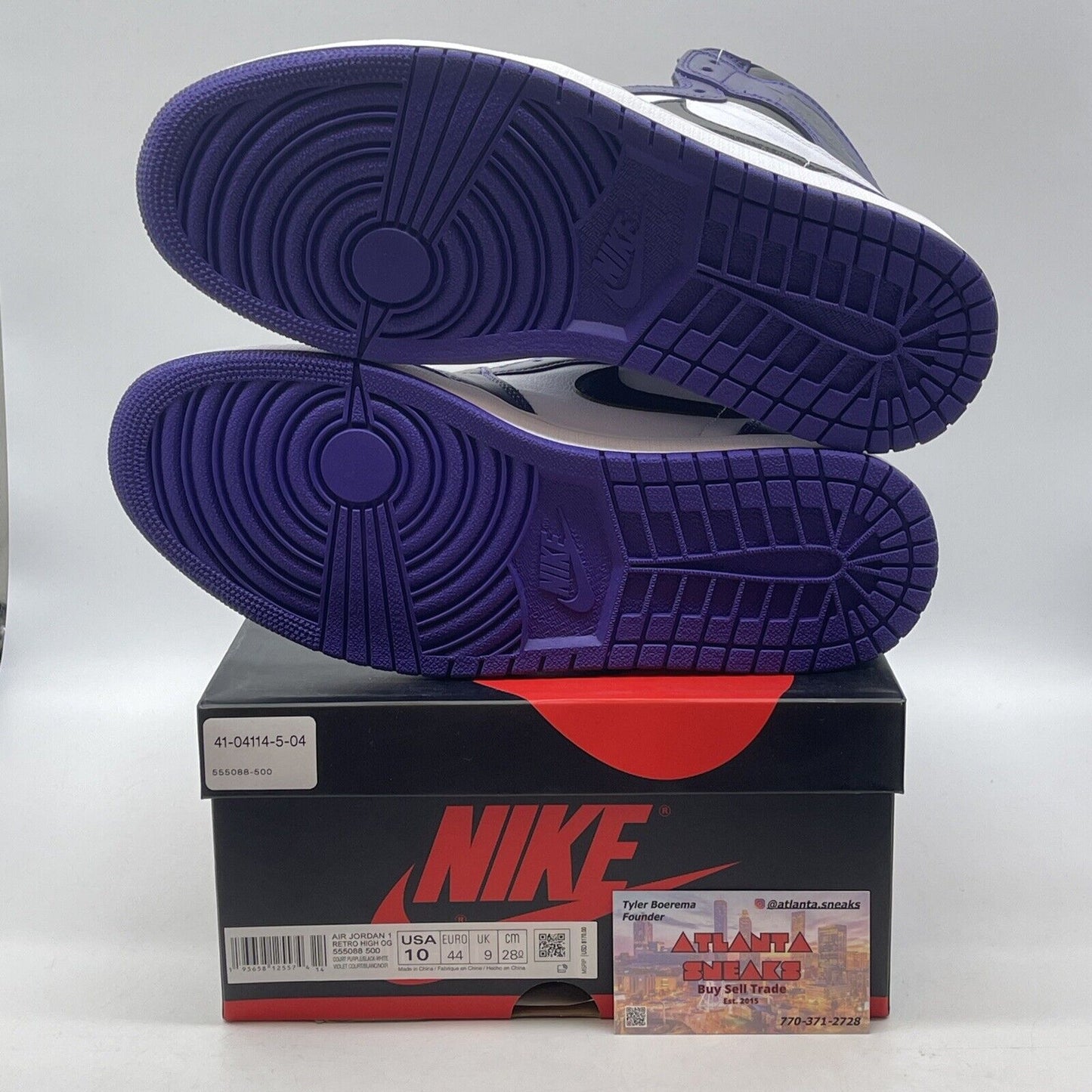 Size 10 - Jordan 1 Retro OG High Court Purple 2.0 White Black (555088-500)
