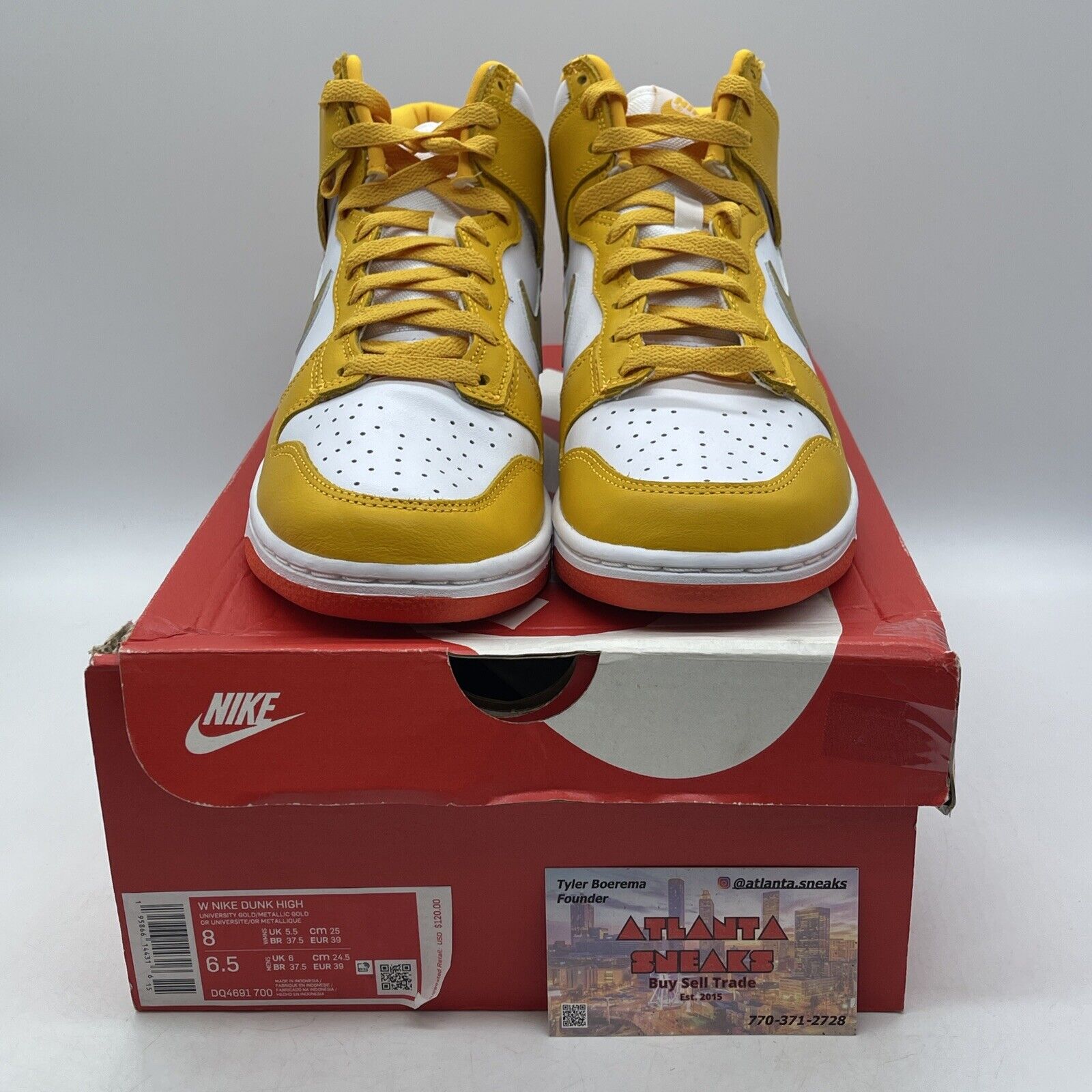 Size 8W - Nike Dunk High University Gold Orange Yellow Red Leather (DQ4691-700)