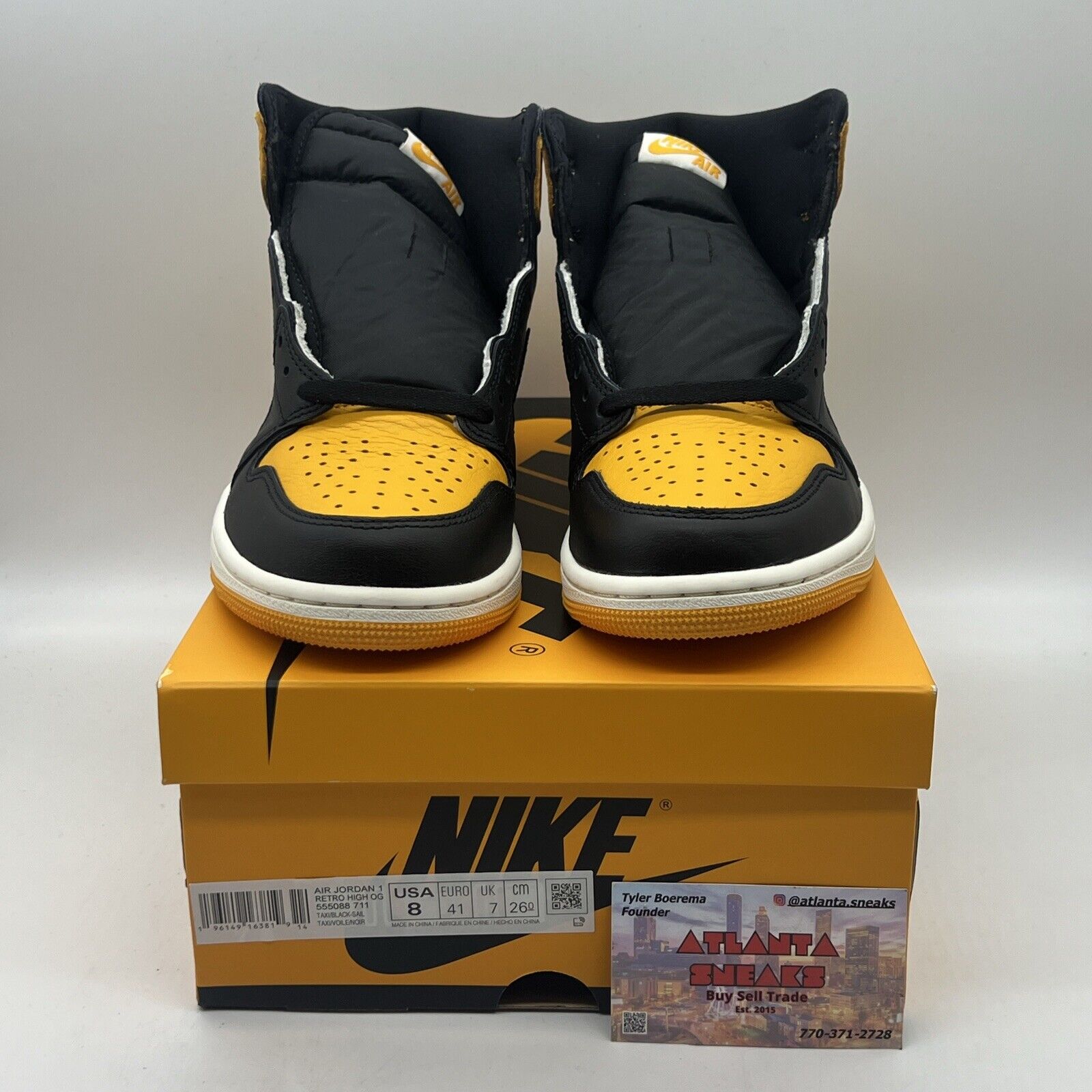 Size 8 - Jordan 1 Retro OG High Yellow Toe Brand New Og All