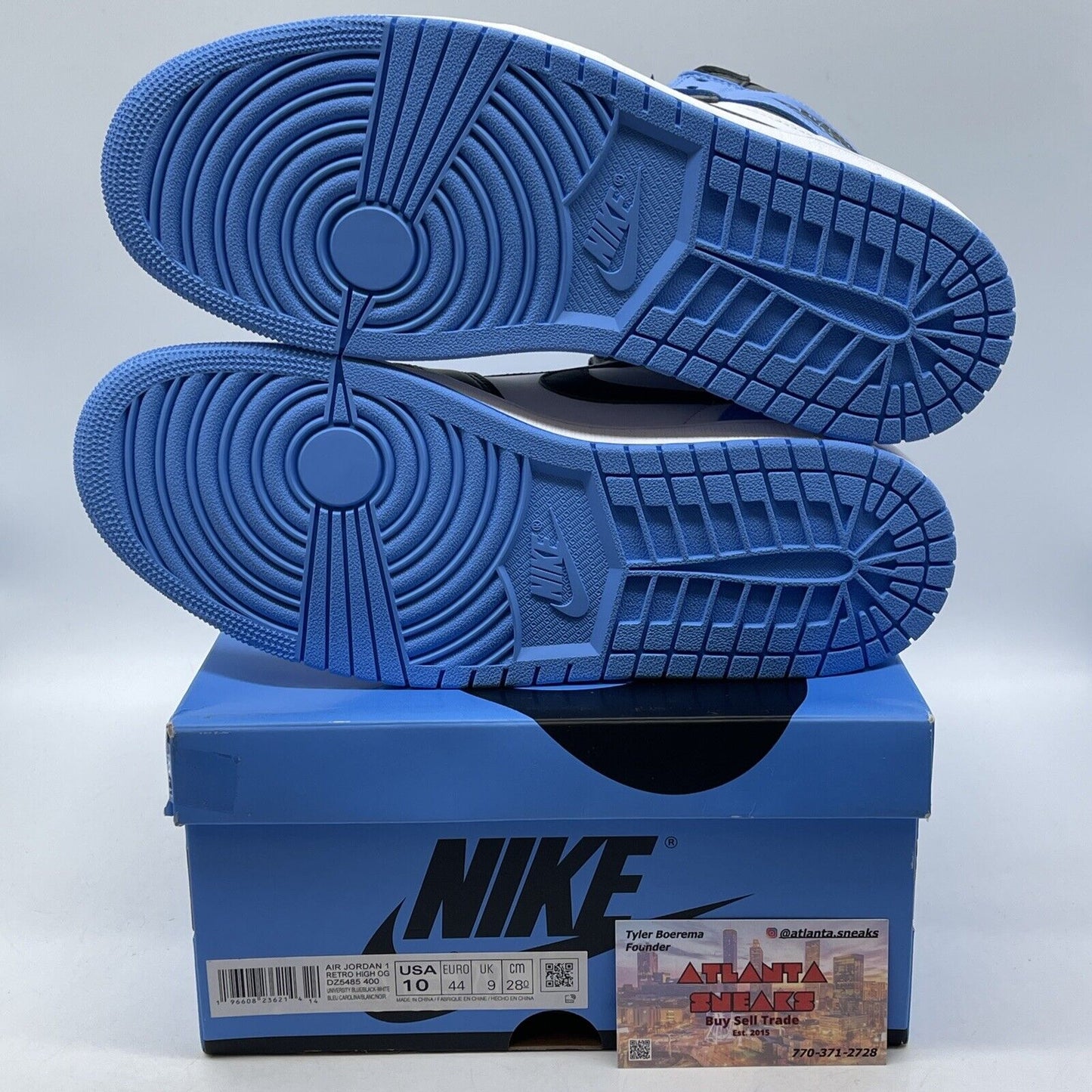 Size 10 - Jordan 1 Retro OG High UNC Toe Black White Blue Leather (DZ5485-400)