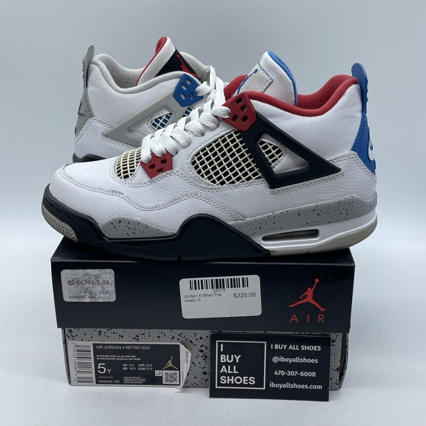 Size 5Y - Jordan 4 Retro SE Mid What The 4 White Leather (408452-146)