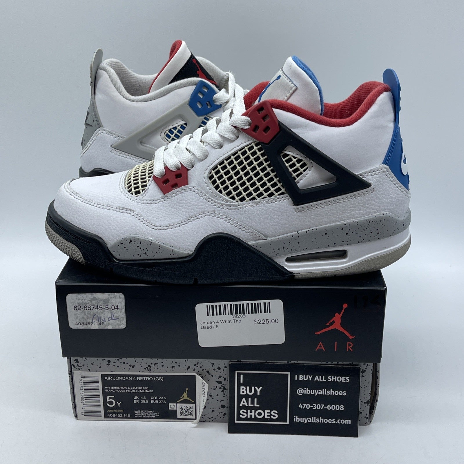 Size 5Y - Jordan 4 Retro SE Mid What The 4 White Leather (408452-146)