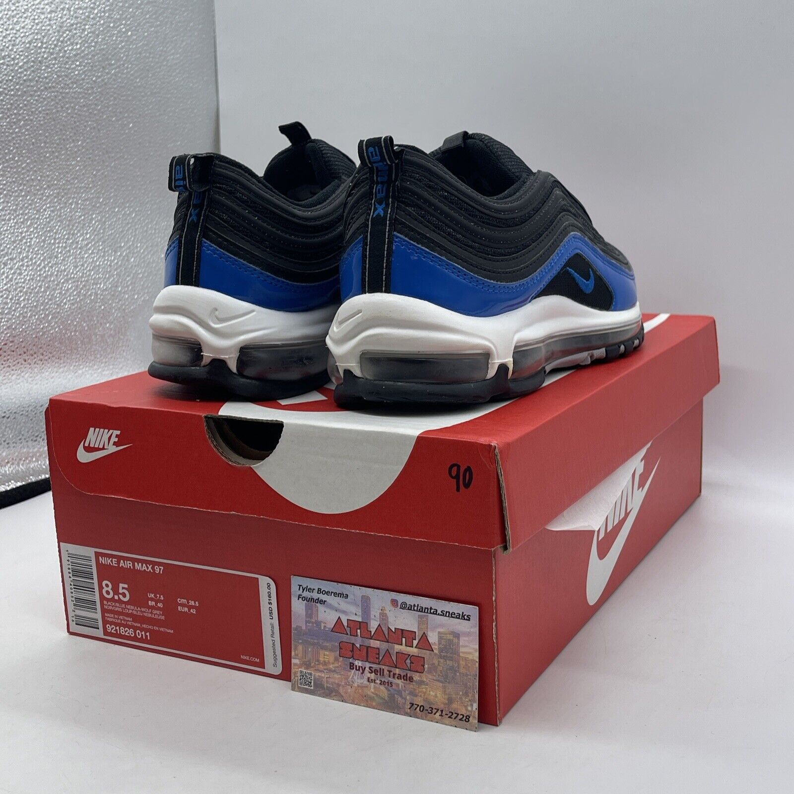 Size 8.5 - Nike Air Max 97 Blue Nebula Black White Leather Suede (921826-011)