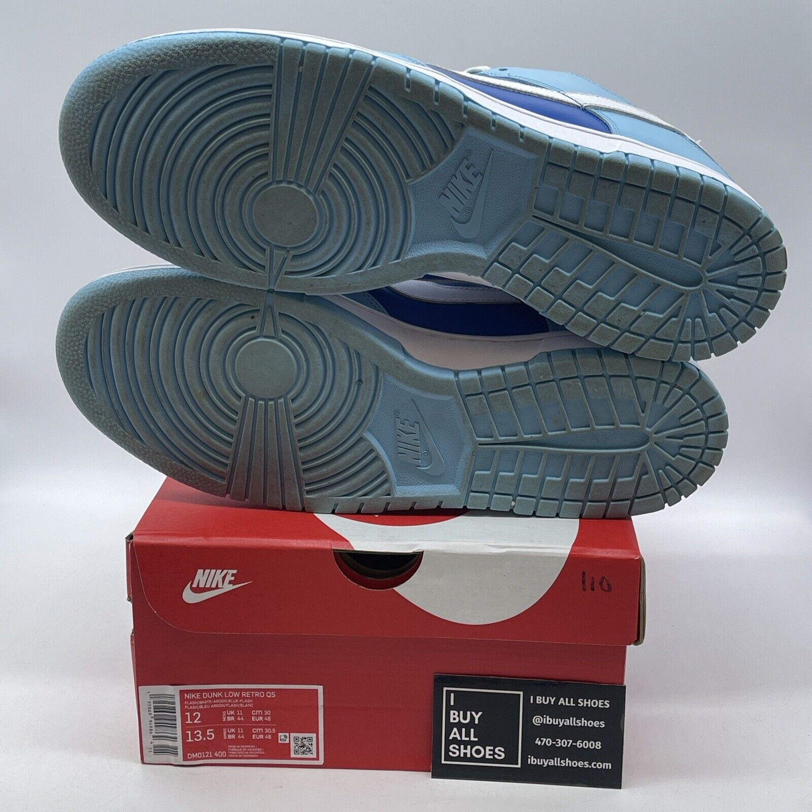Size 12 - Nike Dunk Low Retro QS Argon Blue White Leather (DM0121-400)