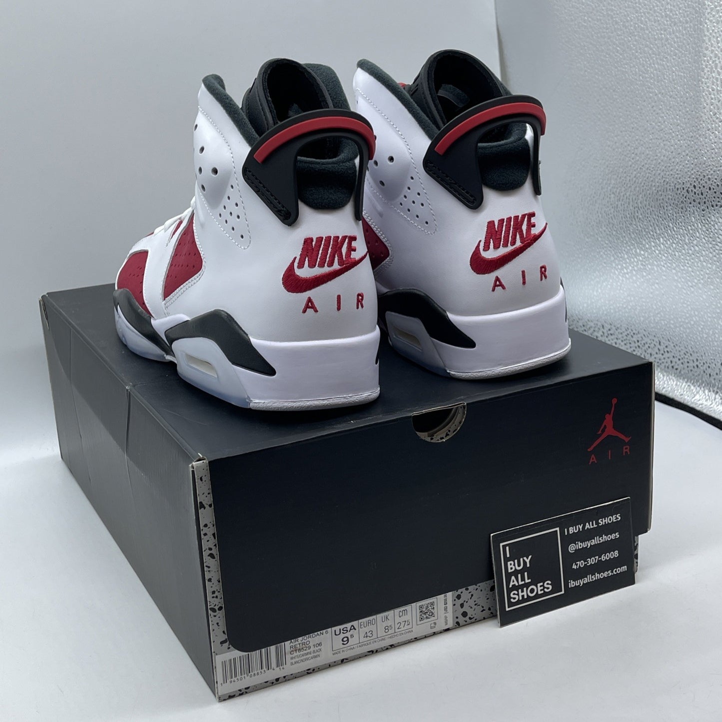 Size 9.5 - Jordan 6 Retro OG Mid Carmine Red White Leather Suede (CT8529-106)