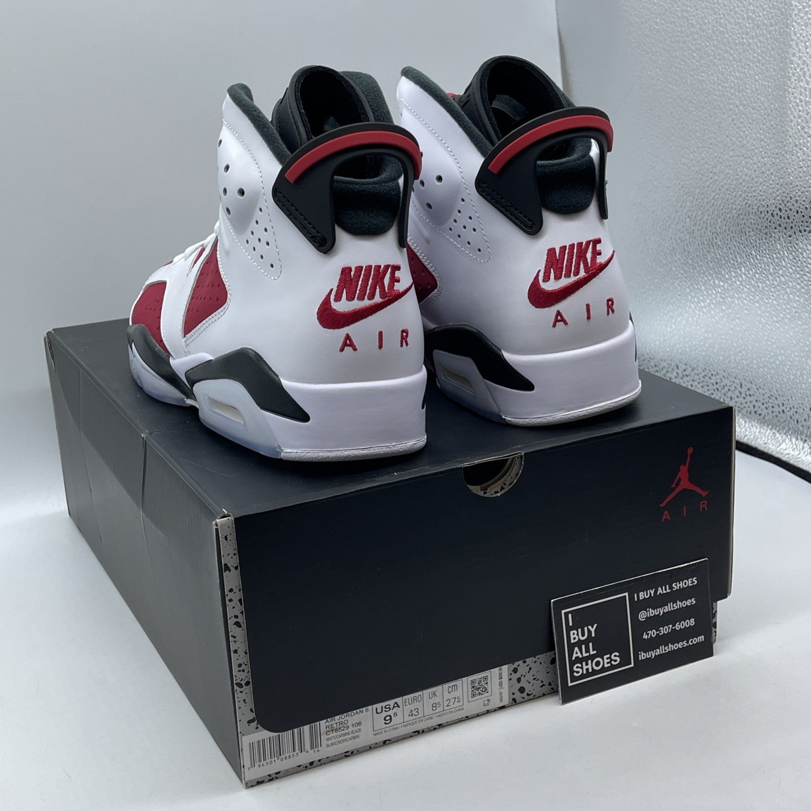 Size 9.5 - Jordan 6 Retro OG Mid Carmine Red White Leather Suede (CT8529-106)