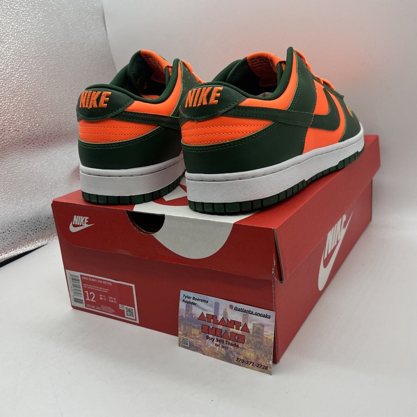 Size 12 - Nike Dunk Low Miami Hurricanes Brand New Og All