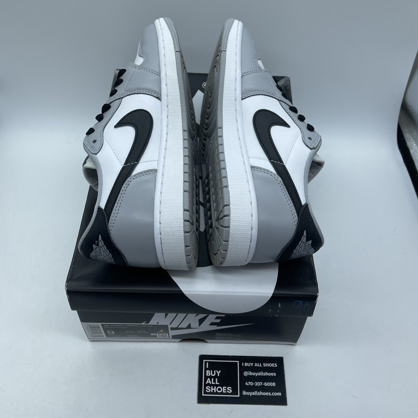 Size 9 - Air Jordan 1 Retro OG Low Barons Grey Black Leather (CZ0790-110)