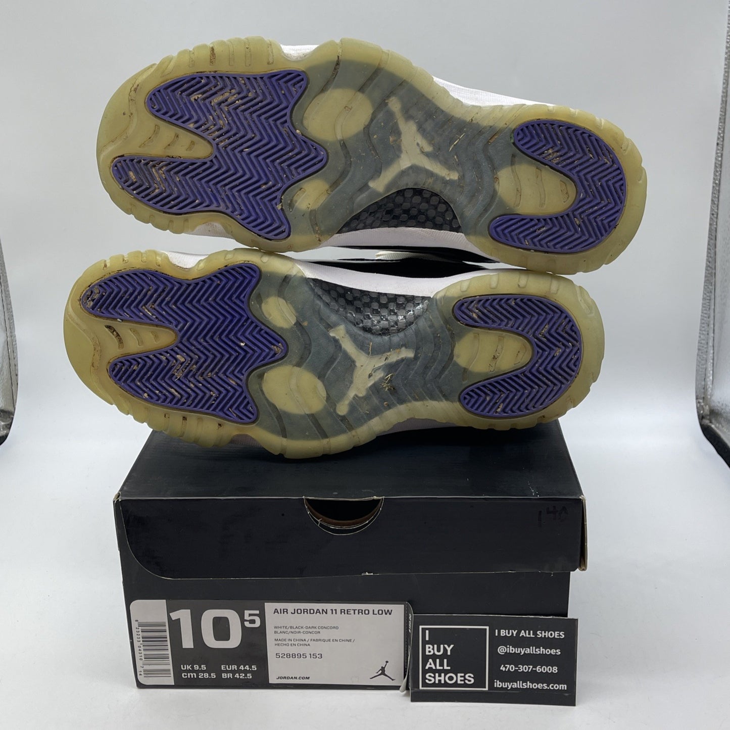 Size 10.5 - Air Jordan 11 Retro Low Concord Black White Leather (528895-153)
