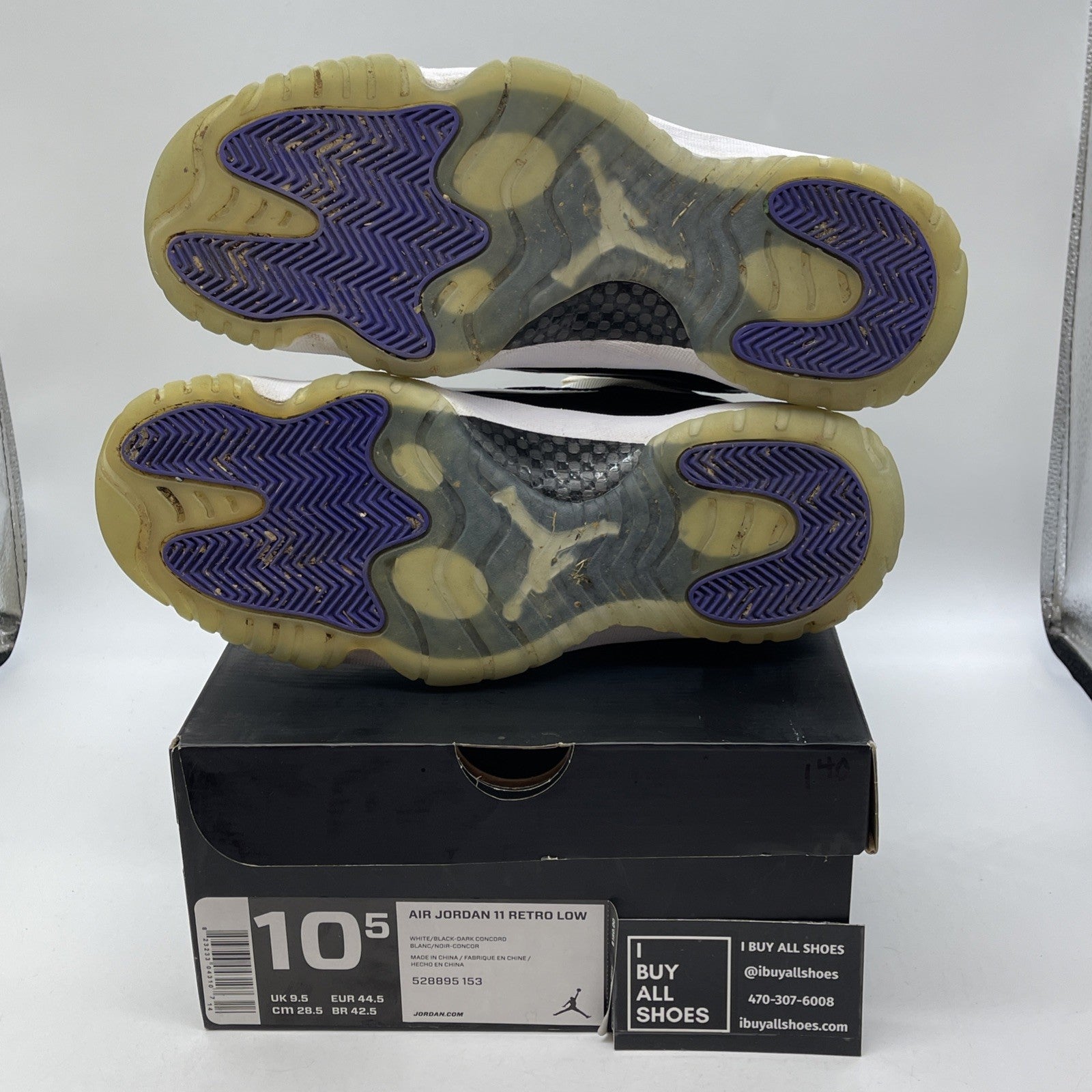 Size 10.5 - Air Jordan 11 Retro Low Concord Black White Leather (528895-153)