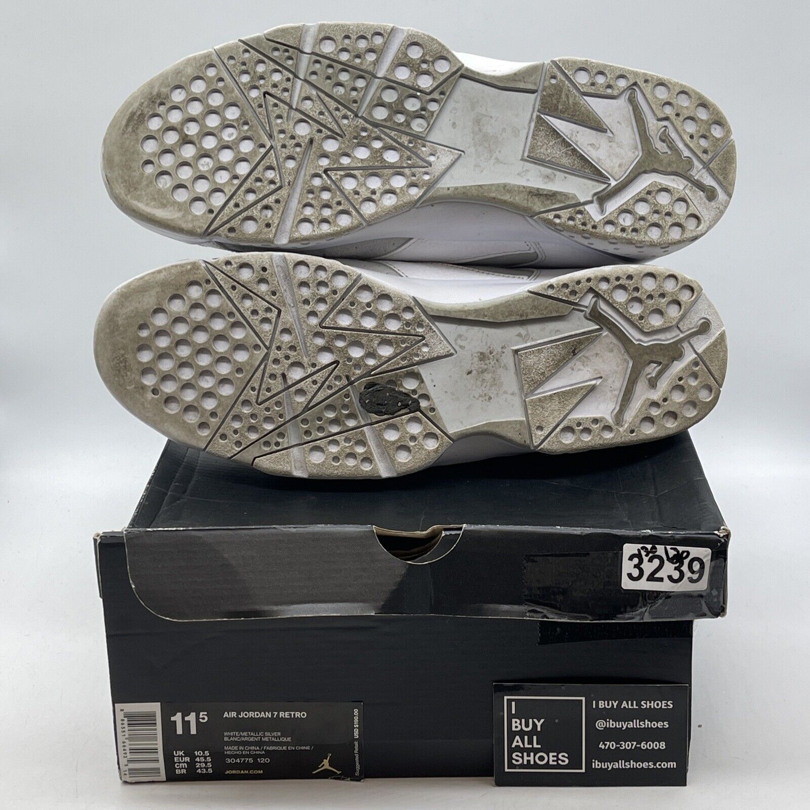 Size 11.5 - Air Jordan 7 Retro Pure Money Grey White Suede Leather (304775-120)