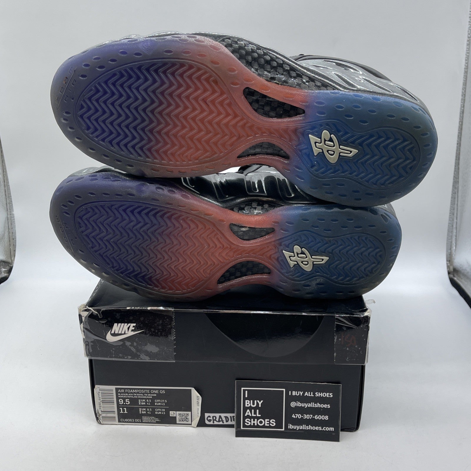 Size 9.5 - Nike Air Foamposite One QS Gradient Soles Grey Suede (CU8063-001)