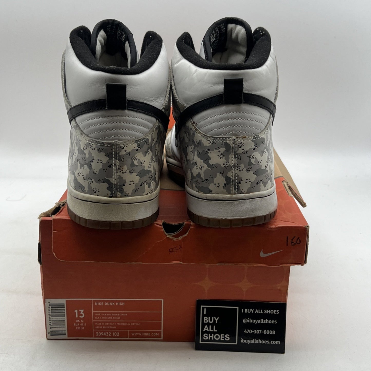 Size 13 - Nike Dunk High White - (309432-102)
