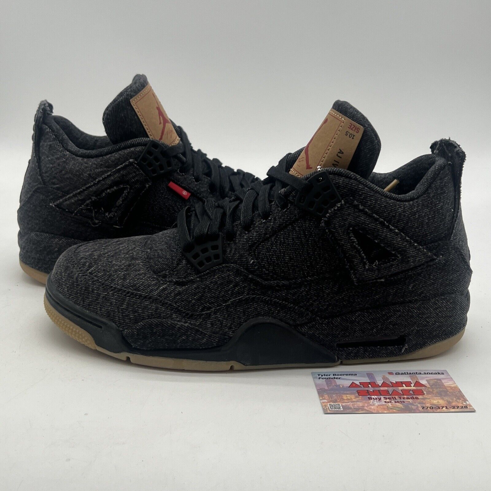 Size 10.5 - Levi's x Air Jordan 4 Retro Black Denim (A02571-001)