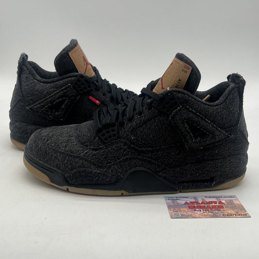 Size 10.5 - Levi's x Air Jordan 4 Retro Black Denim (A02571-001)