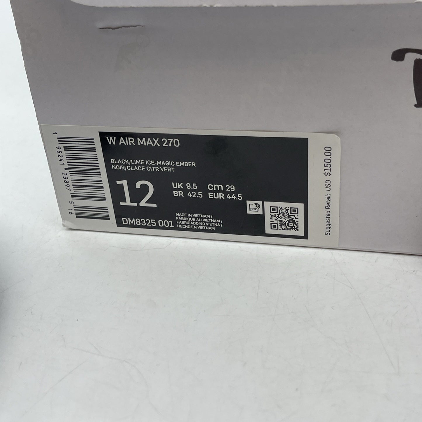 Size 12W - Nike Air Max 270 Black Magic Ember (DM8325-001)