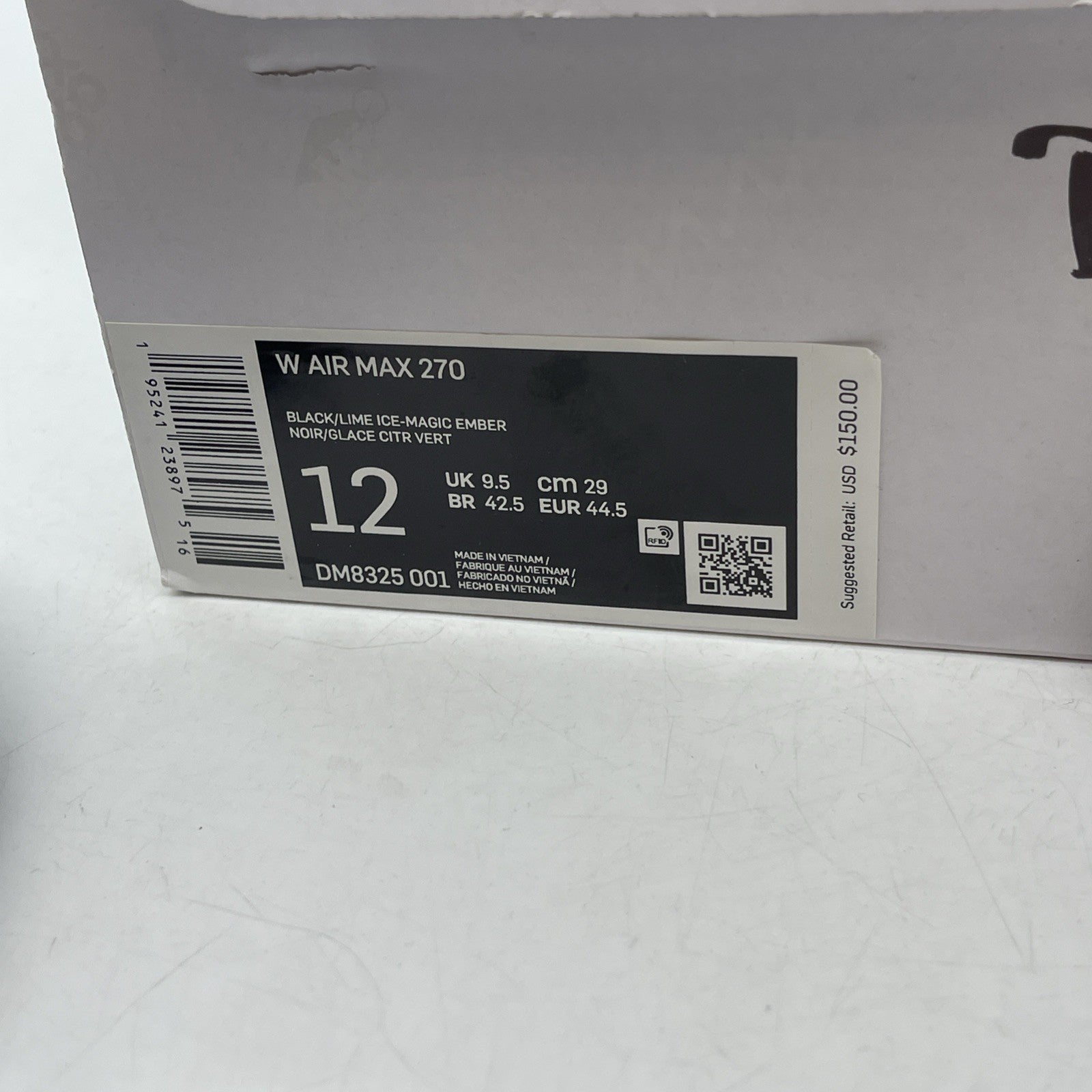 Size 12W - Nike Air Max 270 Black Magic Ember (DM8325-001)