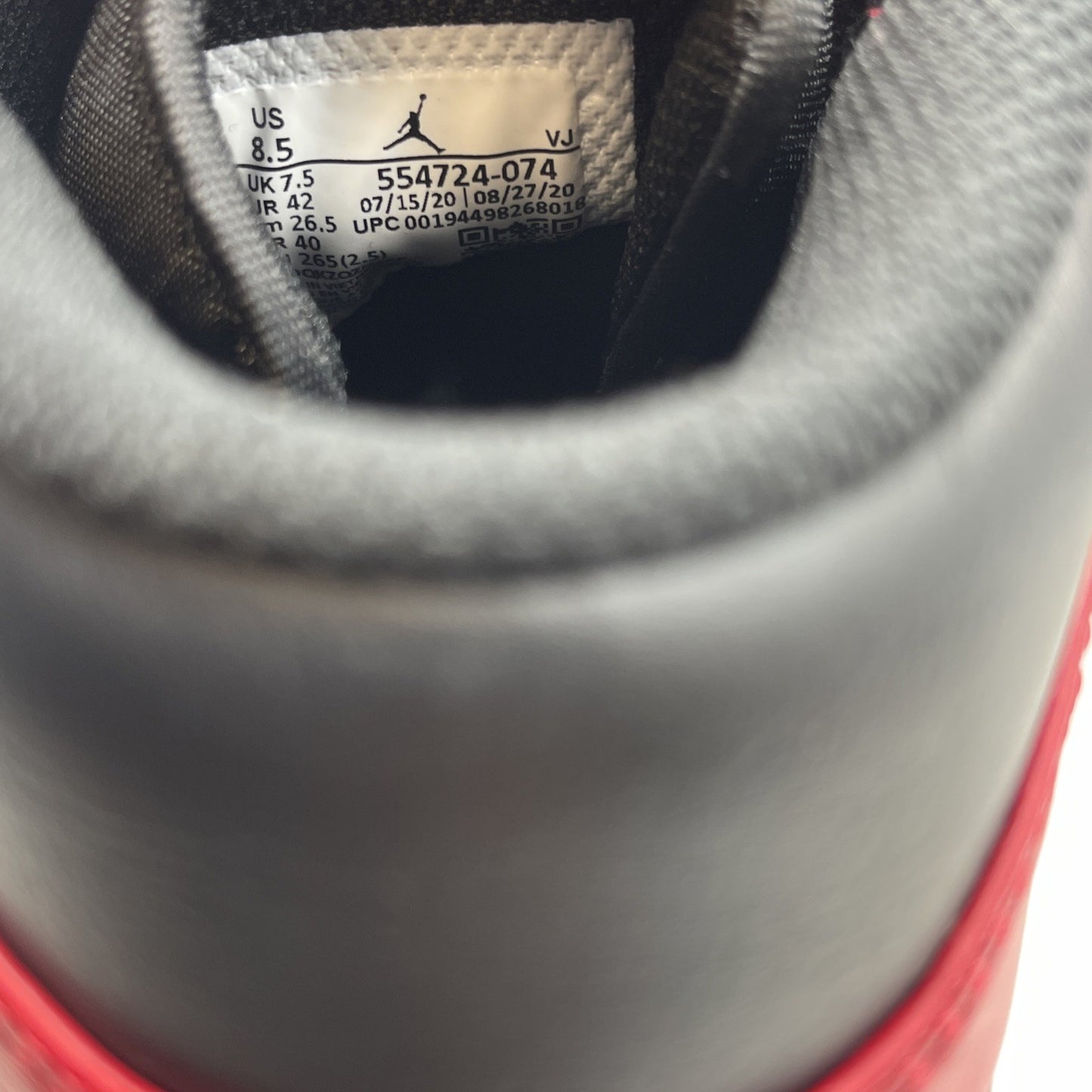 Size 8.5 - Jordan 1 Mid Banned Red Black Leather (554724-074)