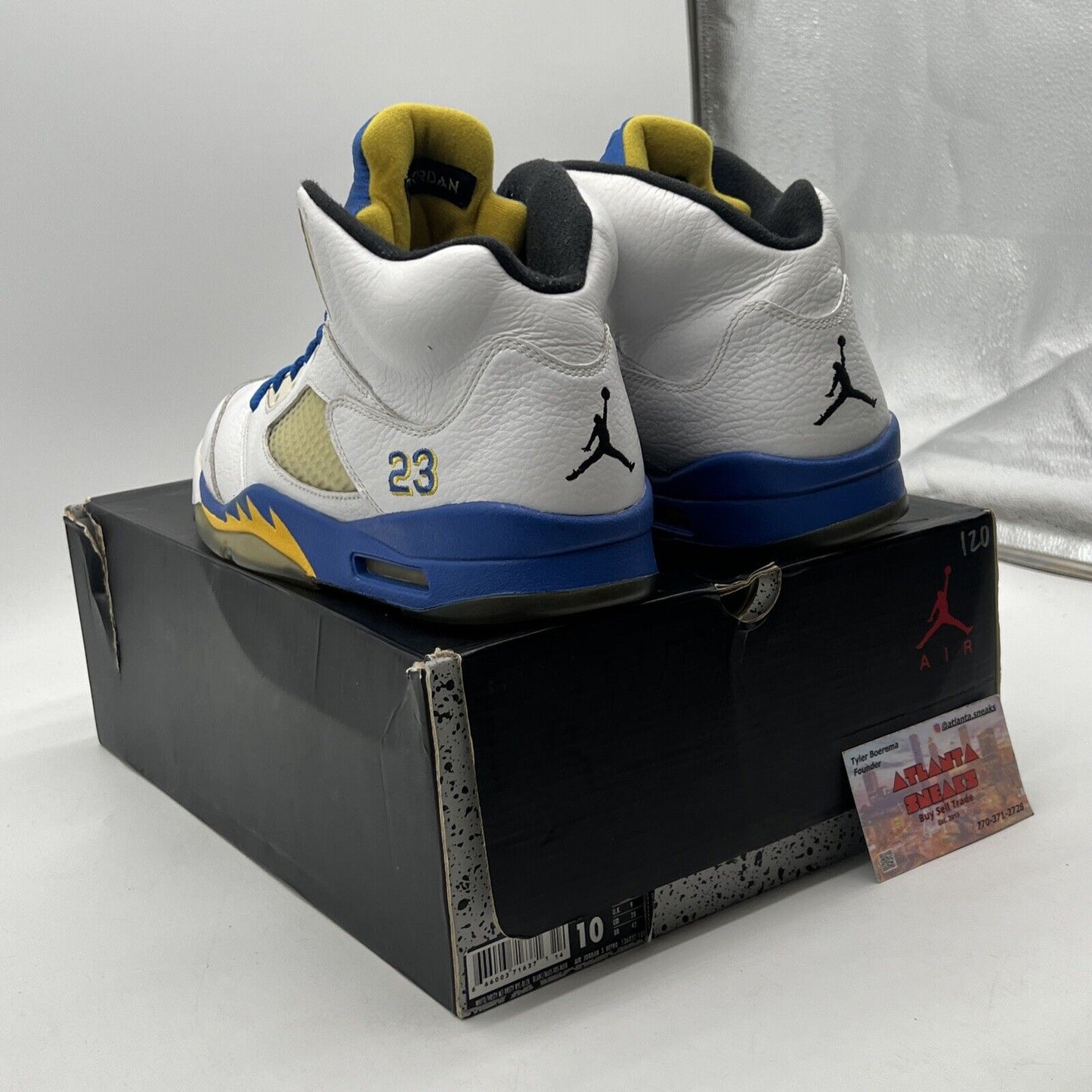 Size 10 - Air Jordan 5 Retro 2013 Laney Yellow Blue White Leather (136027-189)