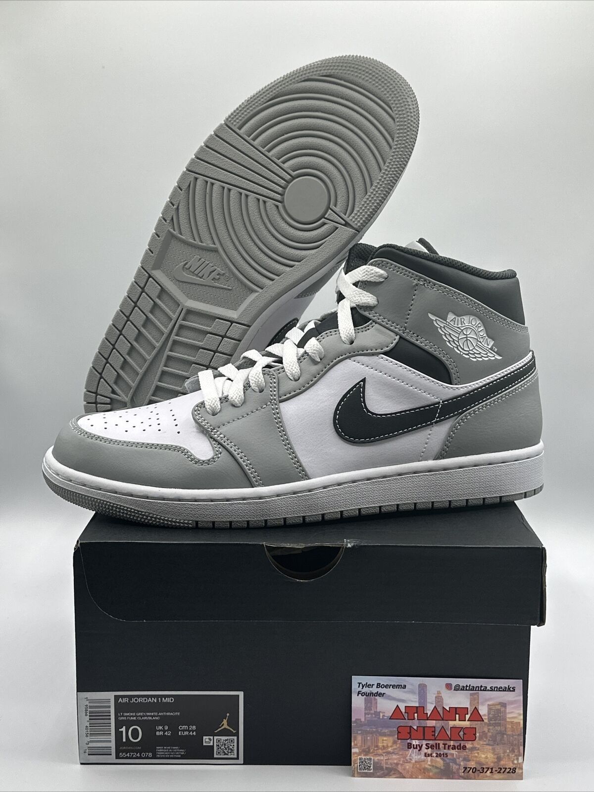 Size 10 - Jordan 1 Mid Light Smoke Gray