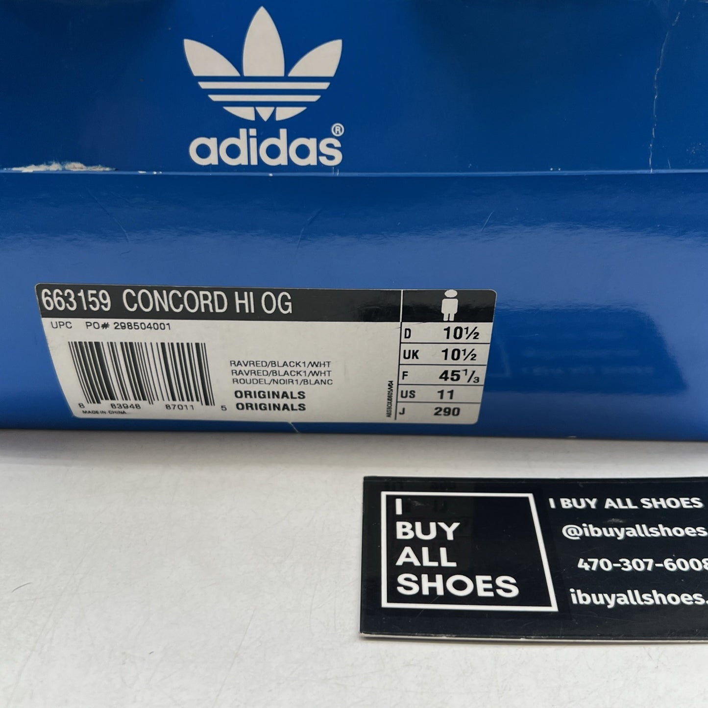 Size 11 - Adidas Concord Red Leather High Top Sneaker (663159)