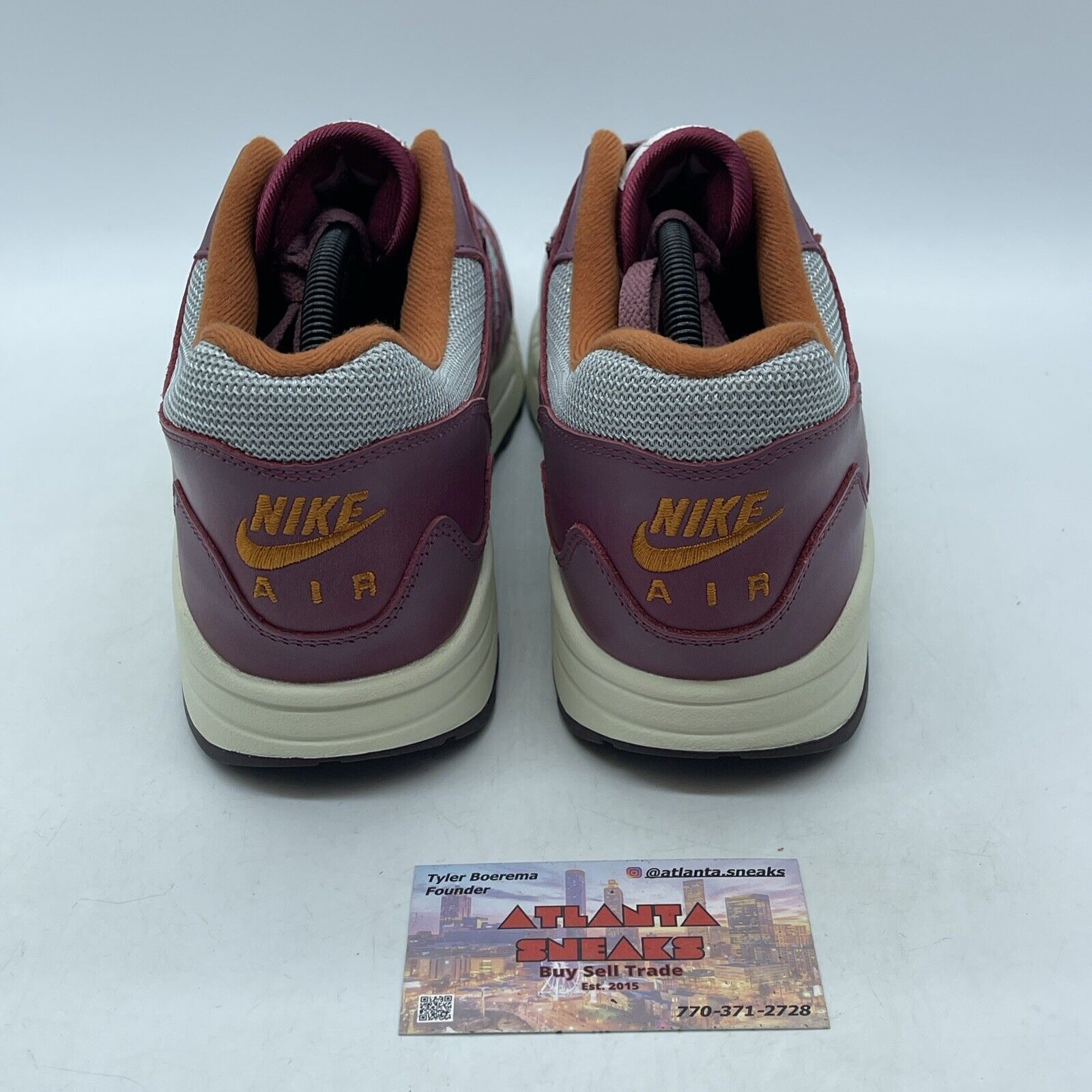 Size 11.5 - Nike Patta x Air Max 1 Rush Maroon Burgundy Grey Orange (DO9549-001)