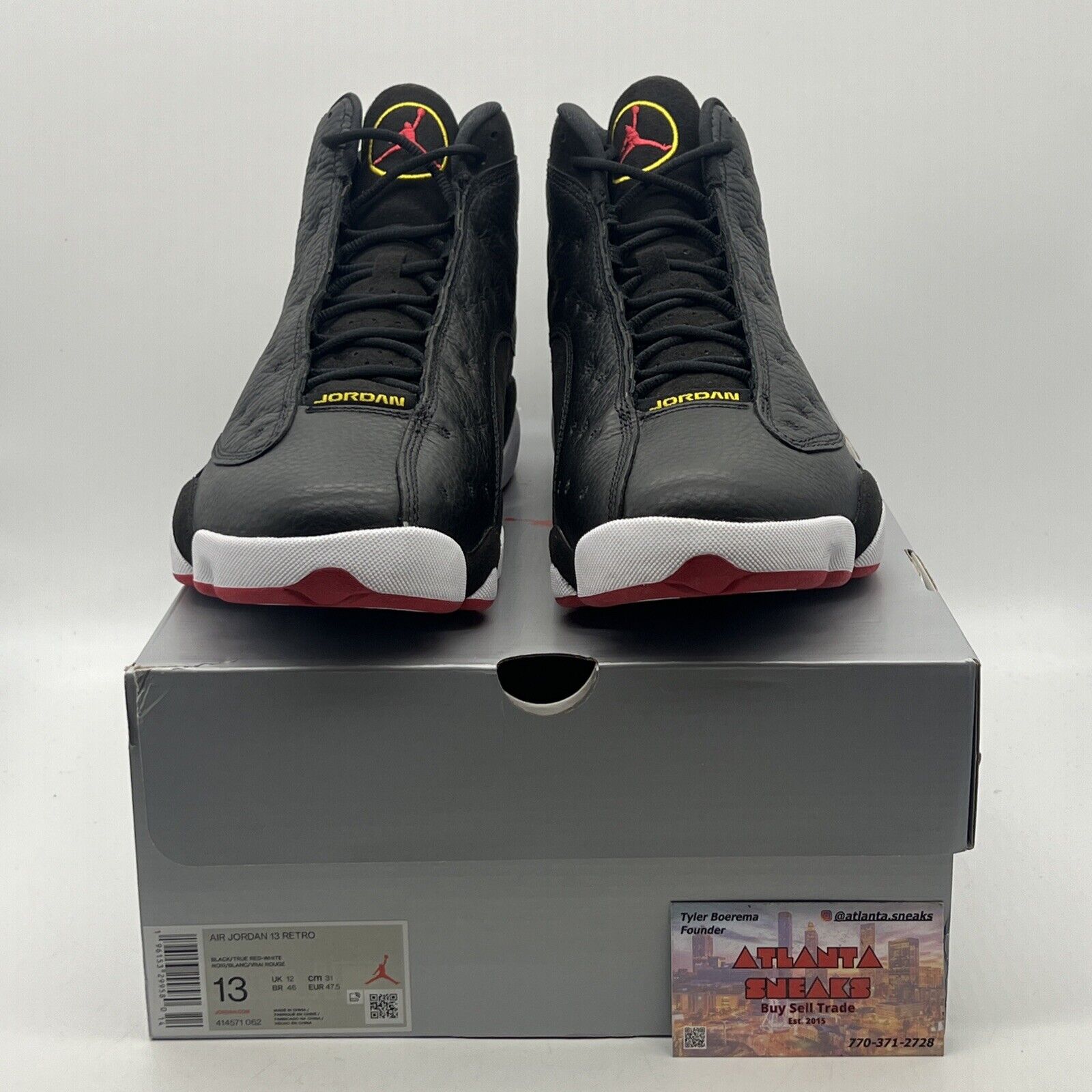 Size 13 - Jordan 13 Retro Mid Playoff Black White Red Leather (414571-062)