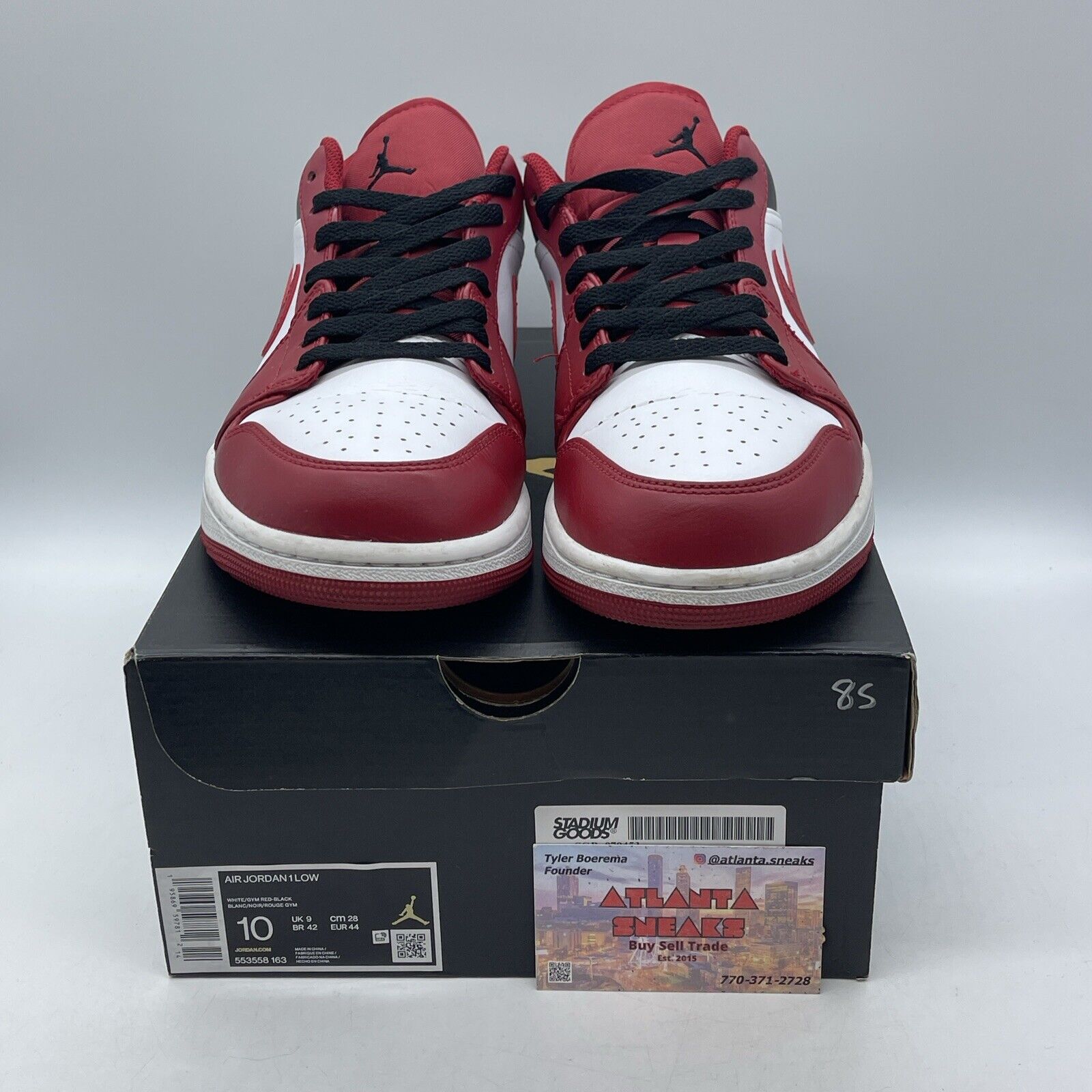 Size 10 - Jordan 1 Low Reverse Black Toe White Red Leather (553558-163)