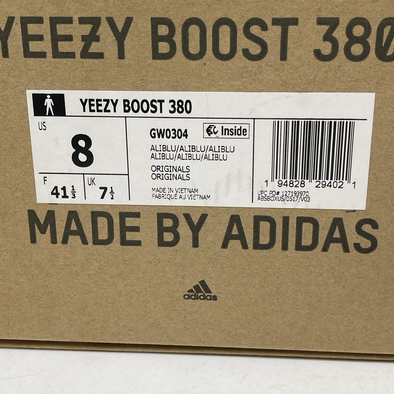 Size 8 - adidas Yeezy Boost 380 Alien Blue White Suede (GW0304)