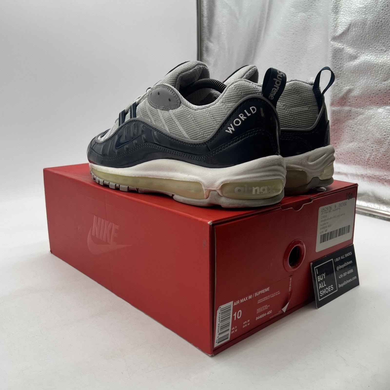 Size 10 - Nike Supreme x Air Max 98 Obsidian (844694-400)