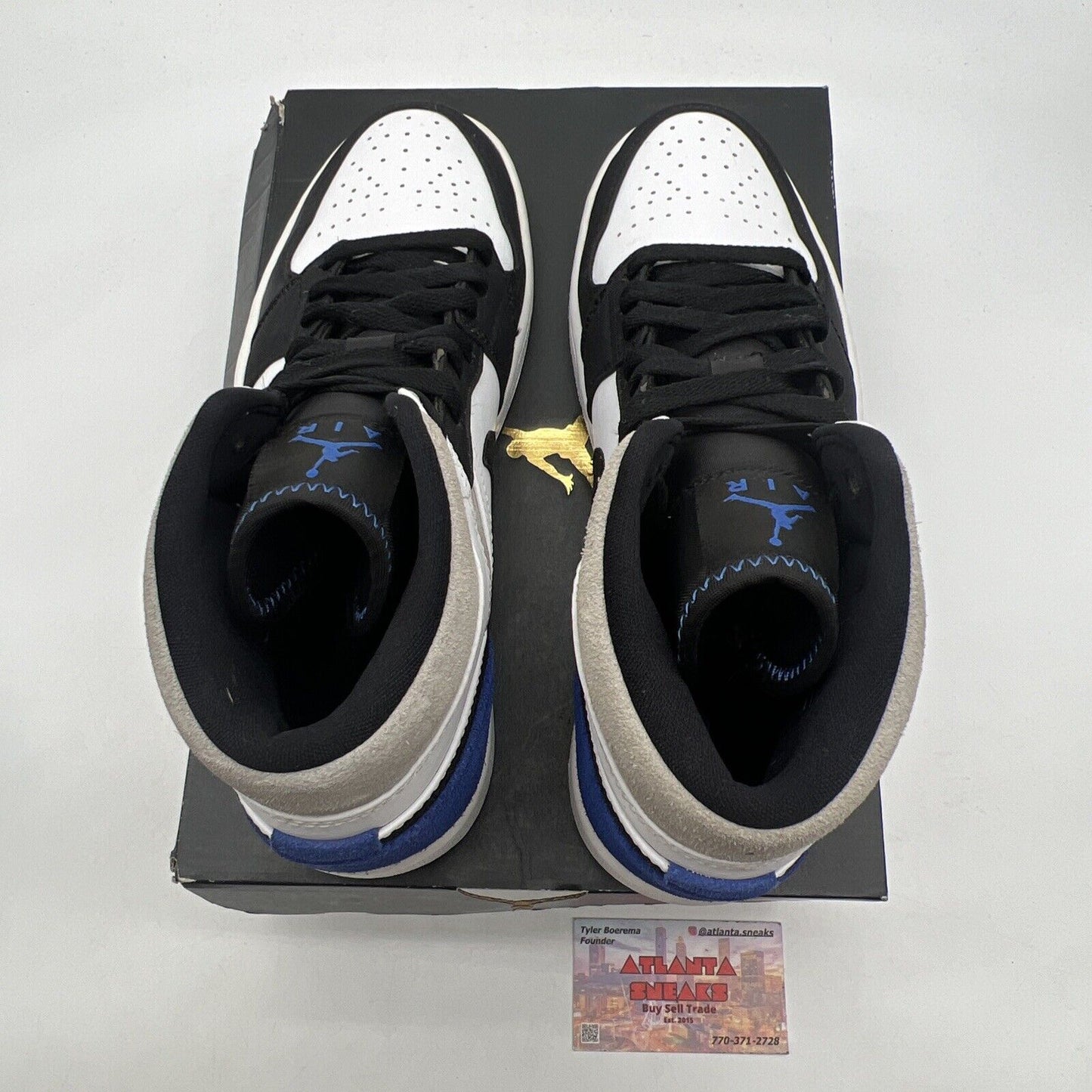 Size 8 - Air Jordan 1 SE Mid Royal Black Toe Blue Grey Leather Suede 852542-102