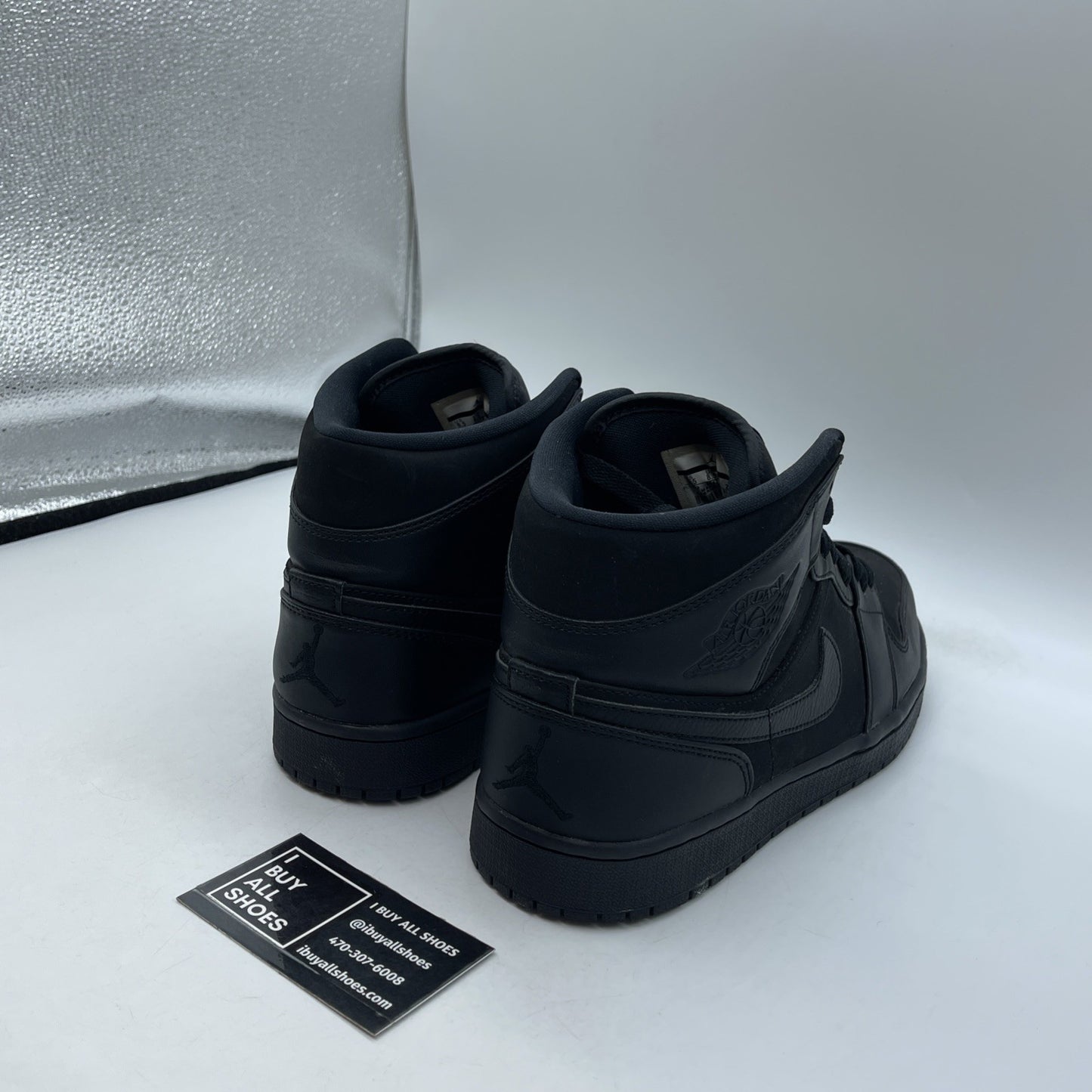 Size 9.5 - Air Jordan 1 Mid Triple Black Suede Leather (554724-011