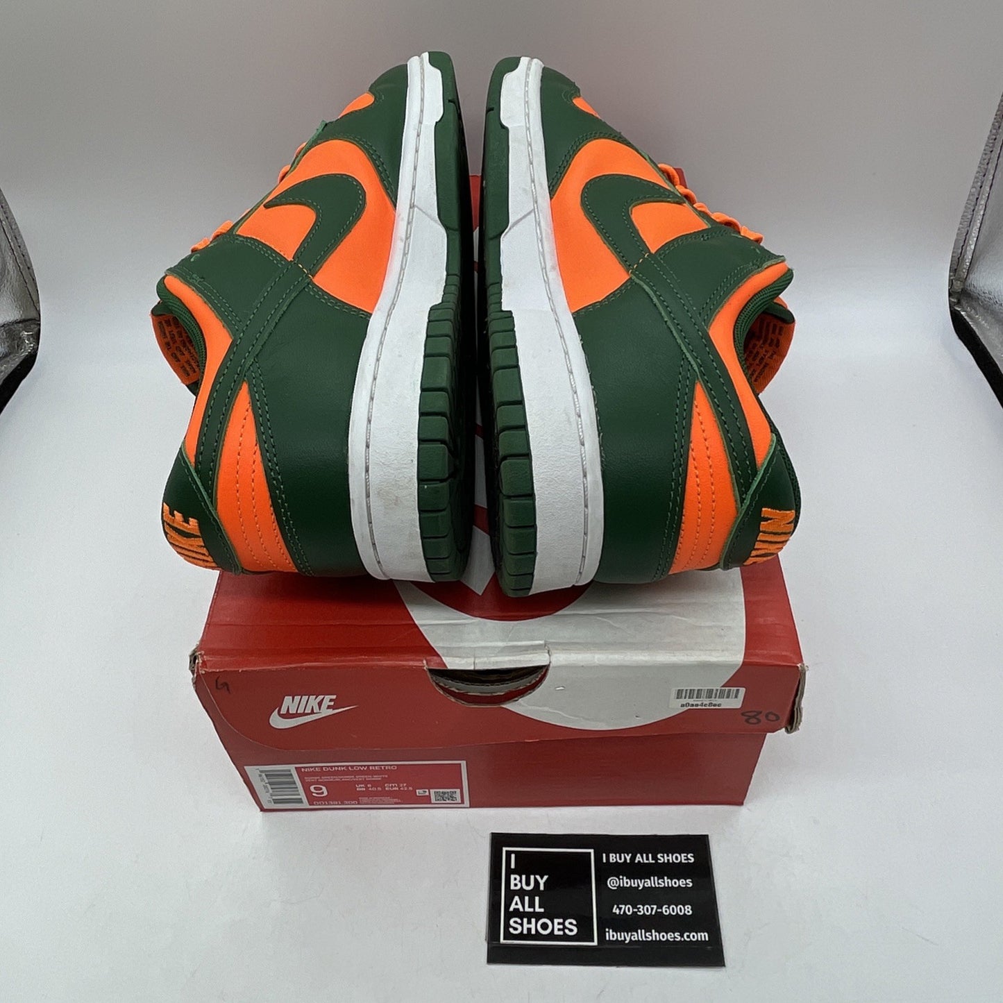 Size 9 - Nike Dunk Low Miami Hurricanes Green Orange Leather (DD1391-300)