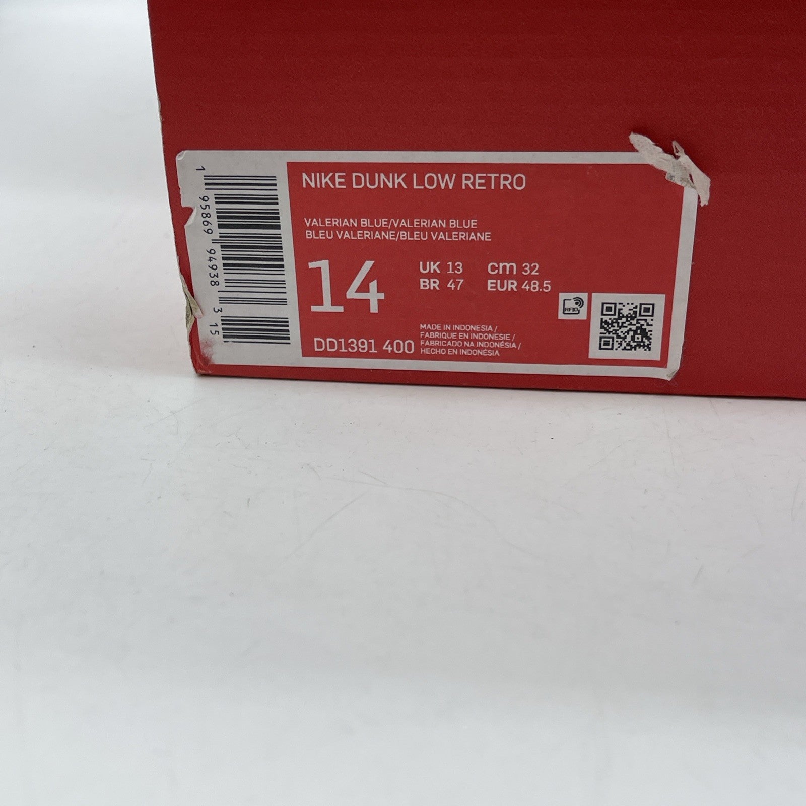Size 14 - Nike Dunk Low Velarian Blue White Leather (DD1391-400)