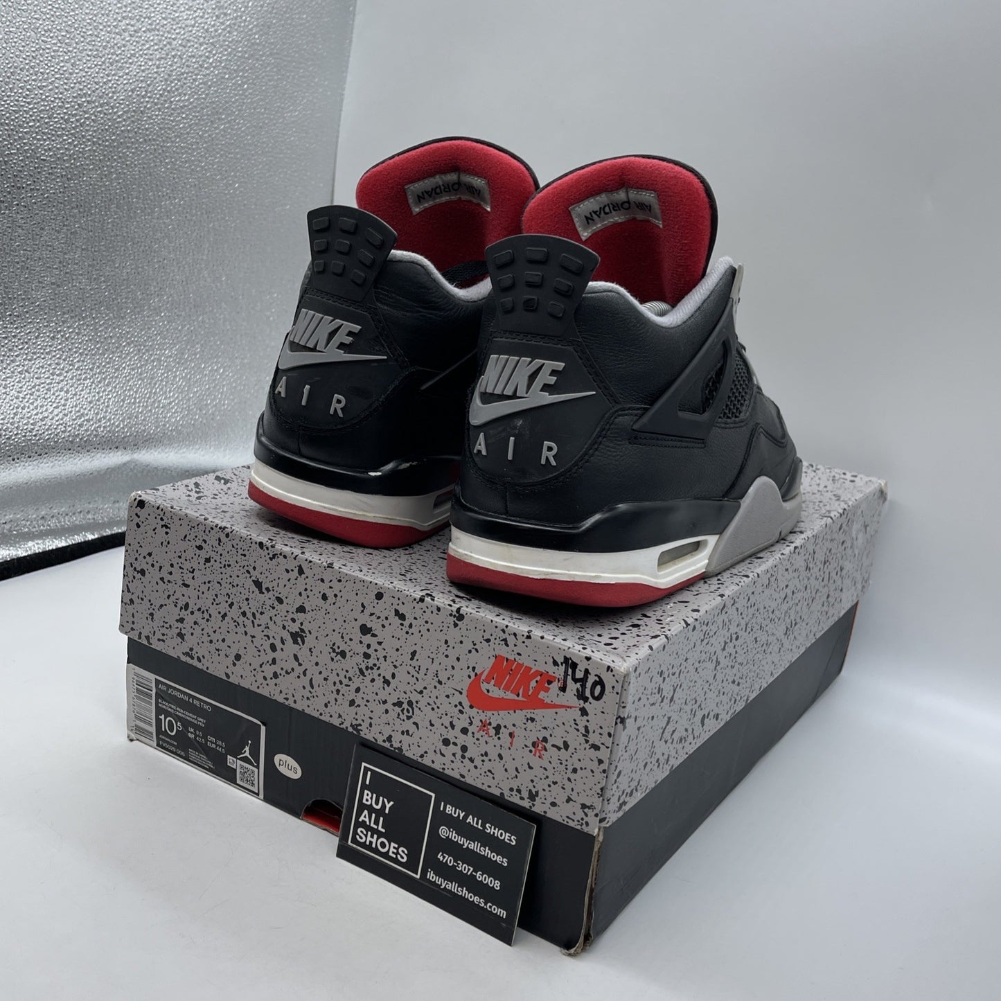 Size 10.5 - Air Jordan 4 Retro Bred Reimagined Black Leather (FV5029-006)