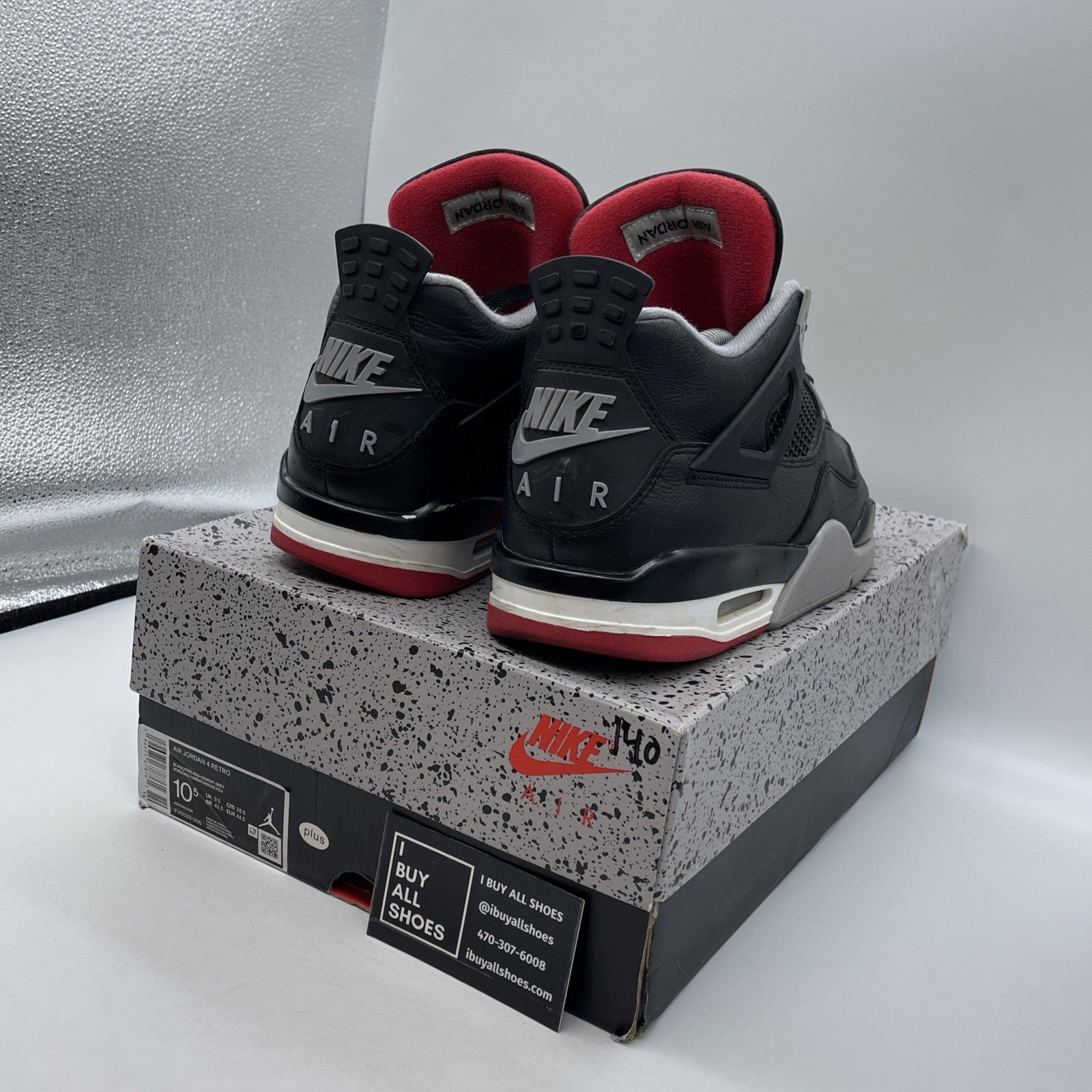 Size 10.5 - Air Jordan 4 Retro Bred Reimagined Black Leather (FV5029-006)