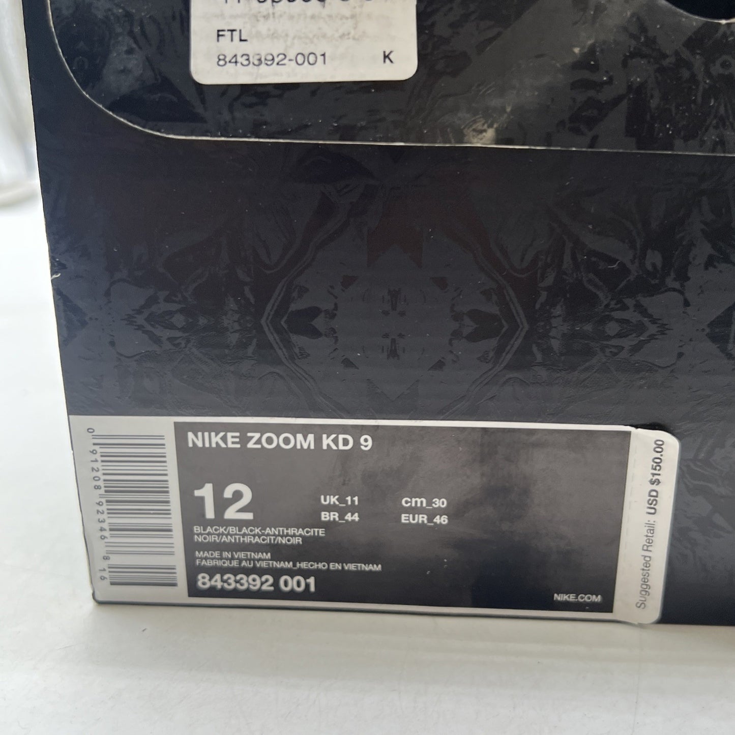 Size 12 - Nike KD 9 Black Space (843392-001)