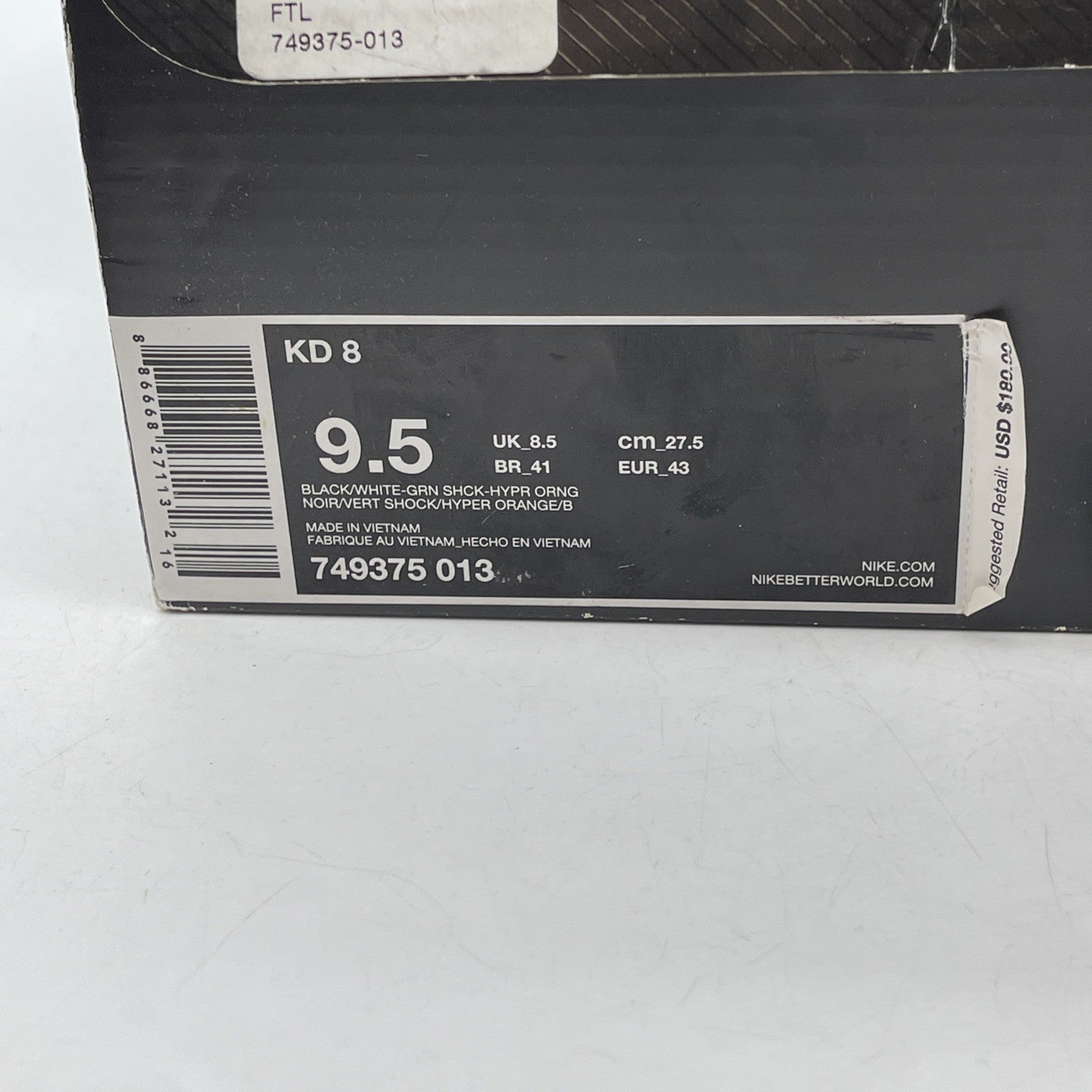 Size 9.5 - Nike KD 8 Vinary Silver Black Suede  (749375-013)