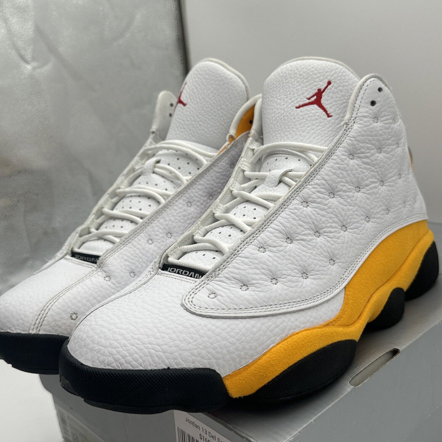 Size 13 - Jordan 13 Del Sol 2022 White Yellow Black With Box Red Logo Jumpman