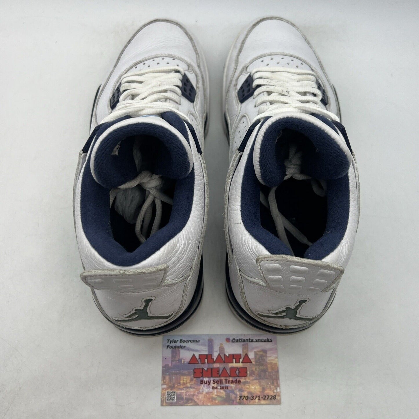 Size 9.5 - Air Jordan 4 Retro LS Columbia White Navy Leather (314254-107)