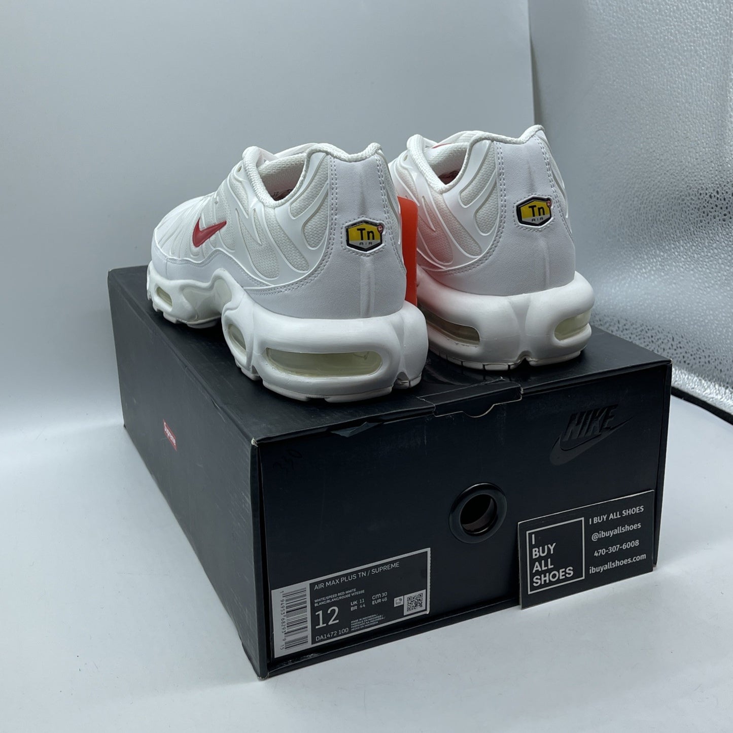 Size 12 - Nike Supreme x Air Max Plus TN White Red Suede Leather (DA1472-100)