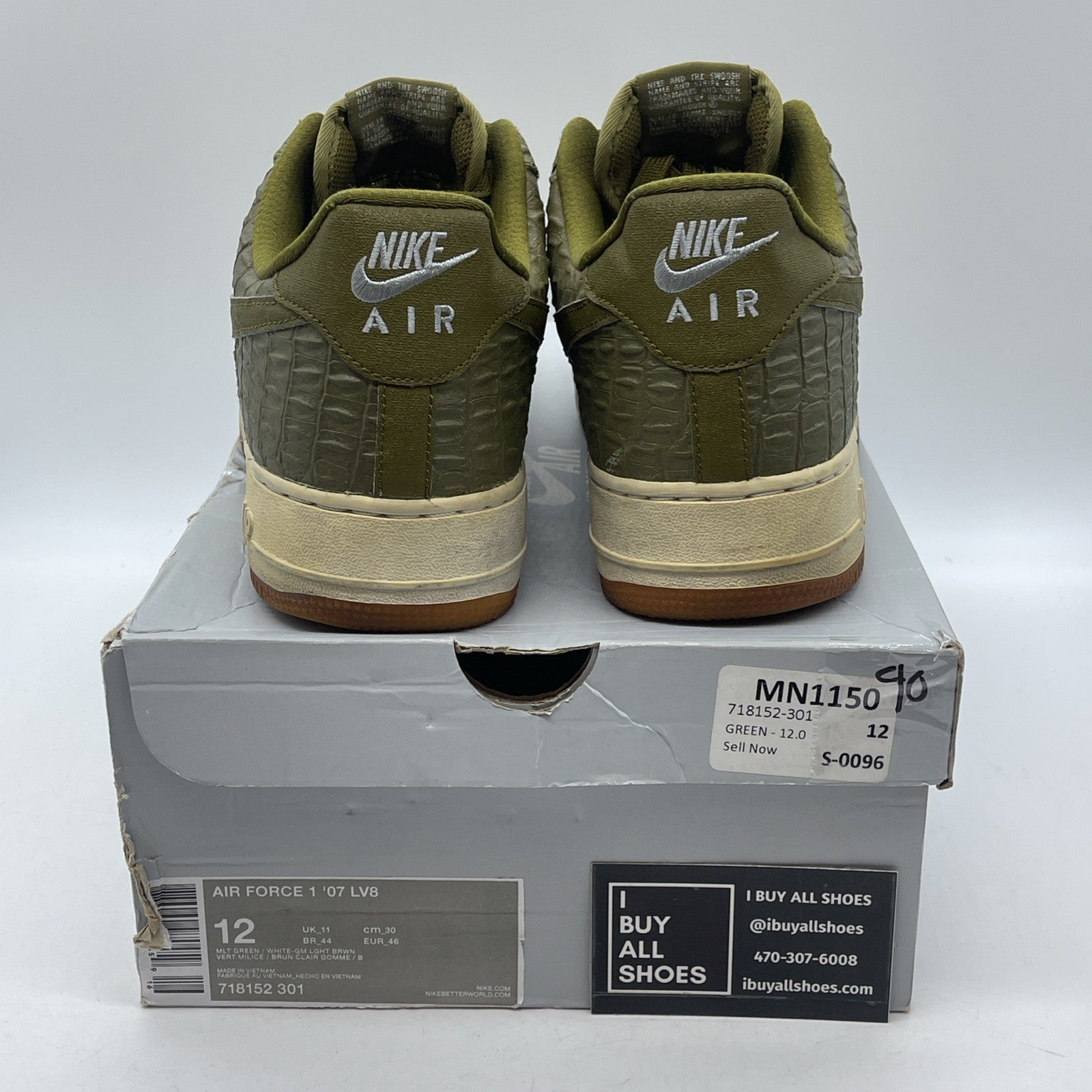 Size 12 - Nike Air Force 1 '07 LV8 Low Militia Green Leather (718152-301)