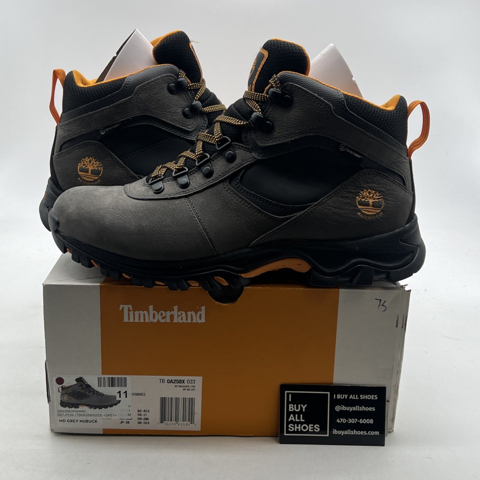 Size 11 - Timberland Mt Maddsen Waterproof Mid Hiker Boot Grey (TB0A258X 033)