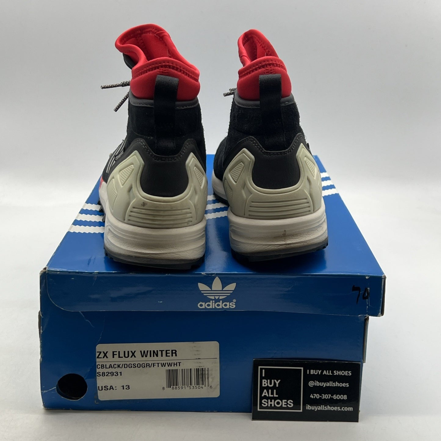 Size 13 - Adidas ZX Flux Winter Black Scarlet (S82931)