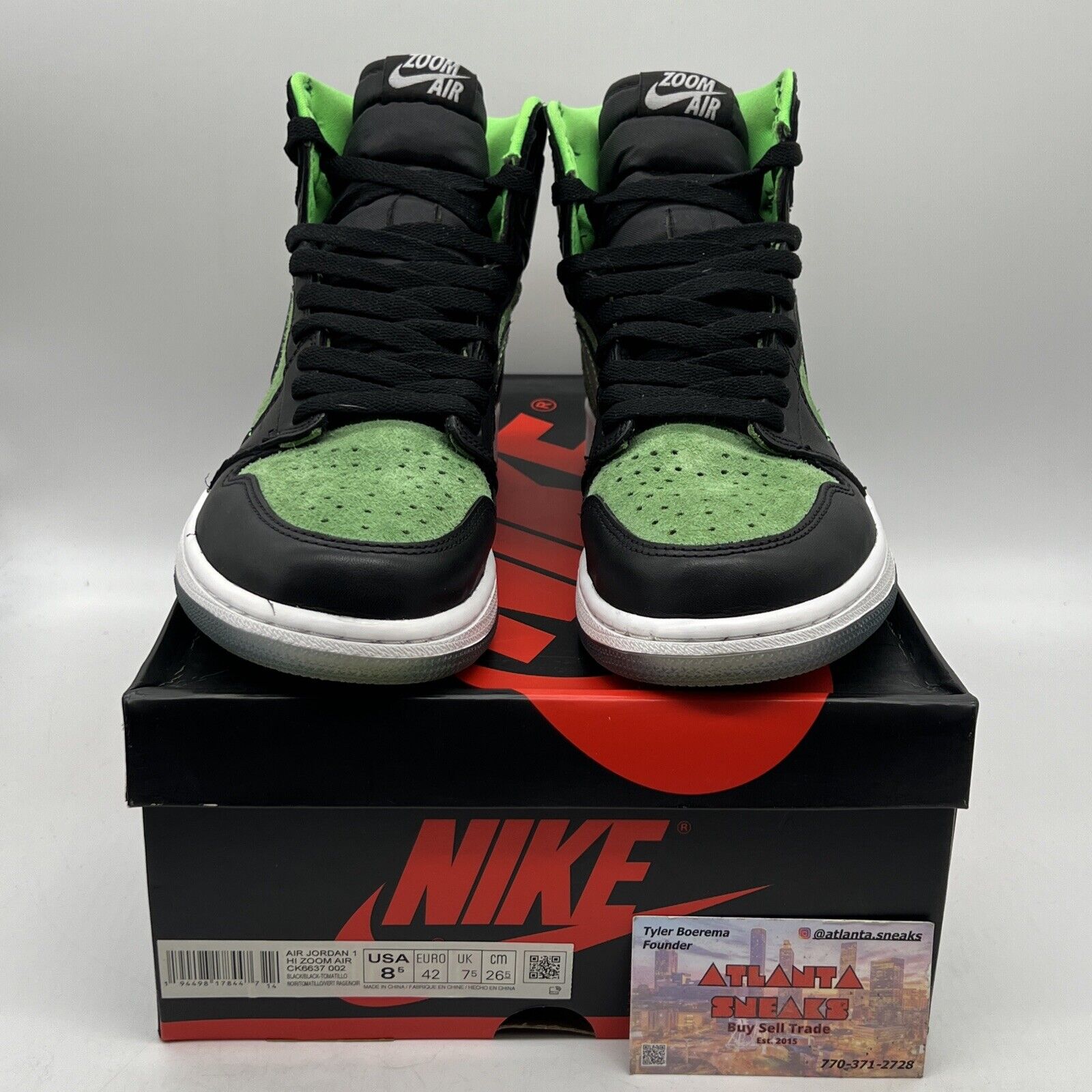 Size 8.5 - Air Jordan 1 Zoom Zen Green Black White Icey (CK6637-002)